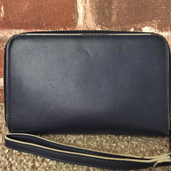 Vera Bradley Zip Around Accordion Wristlet Wallet Womens Navy Blue - Picture 6 of 6